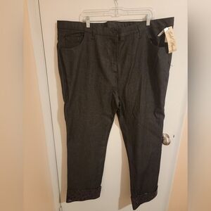 Gold Flava Crop Pants Womens Plus Size 26 3X 46x29 Metalic Hem NWT Rockabilly